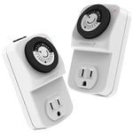 Fosmon Indoor Timer Outlets, Timer Plugs for Electrical Outlets, 24 Hour Light Timer Switch, Mechanical Plug-in Timer, Wall Timer for Grow Lights, Lamp, Reptile Lights, Indoor Plant, ETL Listed, 2Pack