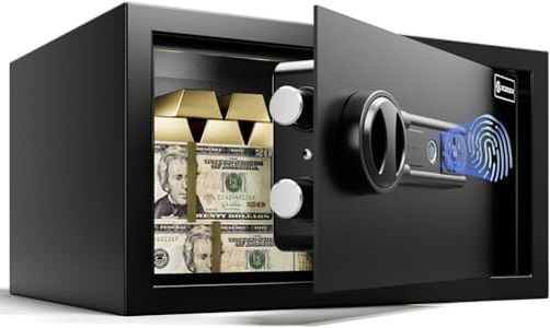 XDeer Biometric Safe Lock Box - 0.78 Cubic Feet Fingerprint Safe for，withSilent Mode and LED Light， Money safe for Home box, Office, and Kid，Anti-Theft