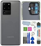 Galaxy S20 Ultra Back Glass Cover Waterproof Housing Door with Camera Glass Lens and Tape Parts Replacement for Samsung Galaxy S20 Ultra 6.9" LTE G988B/DS,S20 Ultra 5G SM-G988 (Cosmic Gray)