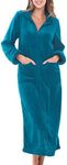 Alexander Del Rossa Women's Zip Up Fleece Robe, Warm Loose Bathrobe, Small Medium Ocean Depth Green (A0300ODPMD)