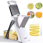 Safe Mandoline Food Slicer for Kitchen, Multifunctional Vegetable Chopper, Mandoline Potato Slicer with 35+ Presets & Thickness Adjuster, French Fry Cutter, Veggie Dicer for Meal Prep White