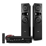 Fenton Floor Standing HiFi Tower Speaker System with AD200B Bluetooth Amplifier - SHF700B Black