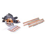 Evolution Power Tools R185CCSX 7-1/4" Multi-Material Circular Track Saw Kit W/ 40" Track & WEN CT9502 100-Inch Track Saw Track Guide Rail and Adapters