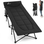 Sportneer Camping Cots for Adults, 31" Extra Wide Camping Cot with Padded Cushion and Headrest XL Folding Camp Cot Heavy Duty Sleeping Cot Bed for Camping Tent Travel Home Office Nap Supports 450 LBS