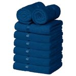 Story@Home 450 GSM 100% Cotton Hand Towel | Face Towel (40 x 60 cms), Navy, Set of 8 Piece