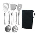 Generic 6 Pieces Camp Cooking Utensil Set, Portable Camping Kitchen Utensil Set,Foldable Cooking 304 Stainless Steel Outdoor Kitchen Gear for Camping