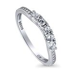 BERRICLE Sterling Silver 5-Stone Wedding Rings Cubic Zirconia CZ Anniversary Curved Half Eternity Ring for Women, Rhodium Plated Size 4-10, US 6, Metal Crystal Stone, Cubic Zirconia