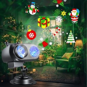 Halloween Projector Lights Outdoor, 2-in-1 HD Holiday Light Projector with Remote Control & Timer, IP65 Waterproof, 10 Slides & 10 Colors Ocean Wave Effects for Yard, Garden, House, Xmas Decorations