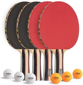 STIGA Performance 4 Player Ping Pong Paddle Set of 4 ��– Table Tennis Rackets, 6 – 3 Star Orange and White Balls