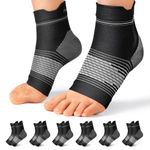 Plantar Fasciitis Sock (6 Pairs) for Men and Women, Ankle Brace Compression Socks with Arch Support for Achilles Tendonitis, Heel Pain, Swelling & Arthritis Relief, Black, X-Large