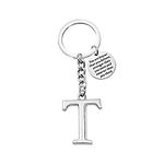 BNQL Letter Keychain Initial Alphabet Initial Letter Pendant with Key Ring Inspirational Gifts, T, Large