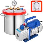 VEVOR Vacuum Pump 2 Gallon Vacuum Chamber Silicone Expoxy Degassing with 4CFM 1/3HP Single Stage Vacuum Pump