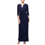 Alex Evenings Women's Empire Waist Bolero Jacket Dress (Petite Regular Plus Sizes), Navy, 10