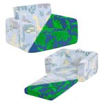 Welnow 2-in-1 Kids Sofa Chair, Glow in The Dark Convertible Toddler Chair Flip Out Children Sofa Chair Folding Kids Play Sofa with Side Pockets & Removable Cover Armrest Chair for Girl or Boy