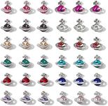 Ginojex 36Pcs 3D Nail Art Planet Charms Alloy Rhinestones Decorations Gems Jewelry DIY Manicure Salon Phone Case Tips (12 Colors)