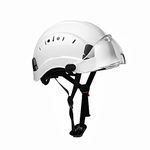 SMASYS Safety Pink Hard Hat with Visor Ear Muffs- Adjustable ABS Helmet for Construction Head Protection Hearing (White Visor)