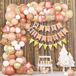 Party Propz Birthday Decoration Items for Girls - 49 Pcs Rose Gold Birthday Decoration Kit, Happy Birthday Decorations for Girls, Rose Gold Balloons for Birthday, Pink Happy Birthday Banner(Cardstock)