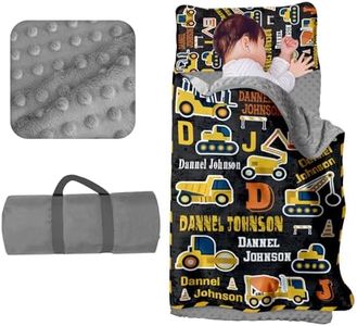 Custom Toddler Nap Mat for Preschool - Personalized Name Kids Nap Mats for Daycare Kindergarten Boys Sleeping Bag with Pillow Blanket Set, Thick Padded Easy Roll Up Black Cars