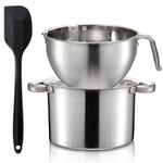 ZENFUN Double Boiler Pot Set with Silicone Spatula, 2000ml/1.8QT Chocolate Melting Pot with 2800ml/2.54QT Stainless Steel Pot, Candy Melting Pot, Chocolate Melter for Butter, Caramel, Cheese, Wax