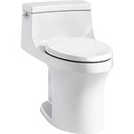 KOHLER K-5172-0 San Souci Comfort Height Compact Elongated 1.28 GPF Toilet with Aqua Piston Flushing Technology and Left-Hand Trip Lever