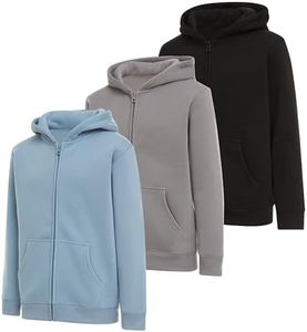 PURE CHAMP Boys 3 pack zip up hoodie Fleece long sleeve essentials hoodie for boys Athletic Kids Clothes Size 4-20(Set4 Size 10/12)