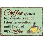 CREATCABIN Coffee Metal Tin Sign Vintage Metal Sign Poster Green Retro Painting Plaque Iron Sign Wall Decoration Art Mural Hanging Sign for Indoor Outdoor Café Kitchen Wall Home Bar 12 x 8 Inch