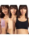 NYKD Soft Cup Easy Peasy Slip On Everyday Bra for Women, Wireless, Full Coverage, Support Shaper, Non Padded Sports Bra- NYB113,Skin/Black/Elderberry,XL,PO3