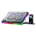 CLAW Wind Pro K6 Laptop Cooling Pad with Display & 2x120mm Magnetic Removable Fans, 3600RPM Cooling, 8-Level Adjustable Height, 10 RGB Modes, USB & Type-C Ports, Metal+ABS Build, 10–19” Laptops