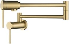 MR. FAUCET Wall Mount Kitchen Pot Filler Faucet 360° Swivel Folding Swing Arm Built-in Bearing Joint Technology, for Kitchen Stove, Coffee Station, bar Filler&Water Station(Brushed Gold)