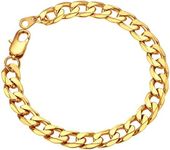 ChainsPro Boys Bracelet Gold Cuban Chain Link Bracelets for Men & Women 8mm 8.3'' Gold Wrist Chain