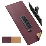 MAIDERN 63” x 24” Cork & Leather Desk Pad, Large XXL Desk Mat, Full Desk Mouse Pad, Dual Sided Desk Pad, Desk Pad Protector for Gaming Home Office (Wine red) …