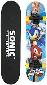 Sonic The Hedgehog 31 inch Skateboard, 9-ply Maple Desk Skate Board for Cruising, Carving, Tricks and Downhill