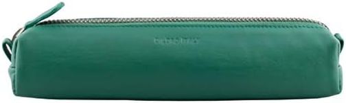 DiLoro Leather Zippered Fountain Ballpoint Rollerball Pens and Pencils Case Holder Pouch Genuine Full Grain Soft Nappa Leather (Light Green)