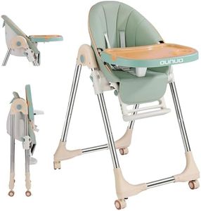 OUNUO Seggiolone Pappa, Seggiolino da Tavolo Pieghevole, Seggioline per bambini da 6 Mesi fino a 6 anni, Piatto da Cena Smontabile, Pedale e Schienale Regolabili in Altezza (Verde)