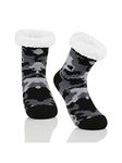 Century Star Girls Slipper Socks with Grippers for Kids Warm Fleece Lined Fuzzy Socks Boys Winter Christmas Cute Animal Socks, A Camouflage, 8-12 Years