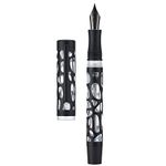 Asvine V169 Vacuum Filling Fountain Pen,Water Drop Skeleton Transparent Acrylic Pen, Black Extra Fine Nib Office Pen with Case Set,Black,Transparent