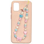 Heddz Acrylic Pastel Pink & Blue Anti- Lost Lanyard For Phone Case|Handmade Colorful Beaded Phone Chain| Heart, Butterfly And Flower Charm Handmade Accessories For Women And Girls