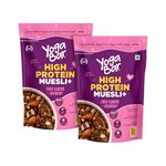 Yogabar Super High Protein Muesli 850g | 23g Protein | With Probiotics and Whey | No Refined Sugar | Easy on gut | Choco Almond | Protein Snack | High Fiber Food | Breakfast Cereal, Pack of 2