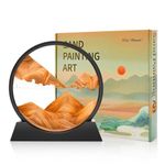 Wai Danie Moving Sand Art Picture 3D Hourglass Deep Sea Sandscape Liquid Motion Display Painting Flowing Sand Frame Relaxing Desktop Home Office Work Decor(Gold, 12 Inches)