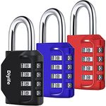 Combination Padlock, [3 Pack] [Multi Color] Diyife 4 Digit Weatherproof Combination Lock, Outdoor Locker Lock Padlock for School Gym Locker, Cabinet, Toolbox, Fence, Hasp, Outdoor Indoor Use