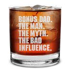 shop4everÃ‚® Bonus Dad The Man The Myth The Bad Influence Engraved Whiskey Glass Step Dad Glass