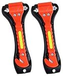 2 Pack Car Window Breaker Seatbelt Cutter Emergency Escape Tool, 2-in-1 Seat Belt Cutter Glass Breaker Car Safety Hammer with Light Reflective Tape.