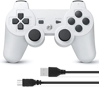 Powerextra PS-3 Controller Wireless Compatible with Play-Station 3 Rechargable Remote Control Gamepad with Charging Cable for PS-3 (White)