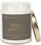 Sweet Water Decor Warm and Cozy Candle | Pine, Orange, Cinnamon, and Fir Winter Scented Soy Candles Fall Candle for Home | 9oz Clear Jar with Gold Foil Made in the USA