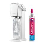 SodaStream ART Sparkling Water Maker, Soda Maker Starter Kit, Includes 1 Quick Connect 60L CO2 Gas Cylinder and 1 Dishwasher Safe BPA Free Bottle, Make your own Pepsi, White
