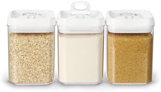 Felli Flip Tite Food Storage Containers With Lid 5” LARGE Airtight Ring Lock Flip Top, Square Acrylic Canister Jar for Rice Sugar Flour Protein Powder Oats, Kitchen Pantry Organizer, Gift Set (1.8qt)