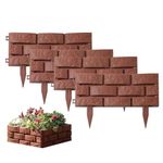 HASTHIP® 4Pcs Garden Fence Rustic Brick-like Garden Fence House Decor Garden Fences for Dividing Connectable Plastic Garden Fence Lawn Fence Decorative Fence for Pathway, Backyard, 43x18cm