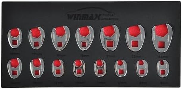 WINMAX TOOLS AUTOMOTIVE 1/2" and 3/8”Drive Crowfoot Wrench Set, 15 Piece Metric Crows Foot Wrench Sizes 8mm-24mm, Chrome-Moly Flare Nut Wrench Set