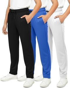 3 Pack: Boys Active Mesh Sweatpants Track Pant Basketball Athletic Fashion Teen Pants Soccer Casual Girls Lounge Open Bottom Running Boy Track Kids Pockets Gym Activewear Training -Set 4,L(14-16)