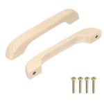 sourcing map 6Pcs Wood Drawer Pulls Handles Set 128mm/5.04" Hole Spacing Beech Wood Kitchen Cabinets Knobs Handle Dresser Furniture, Wood Color